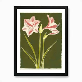 Pink & Green Amaryllis 1 Art Print