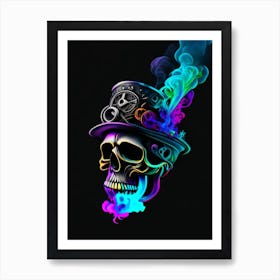 Skull With Vibrant Colors 1 Stream Punk Art Print