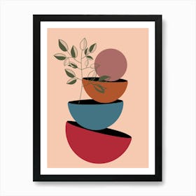 Plant Nature Bowls Leaves Pile Poster Botanical Boho Bohemian Art Print