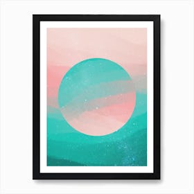 Minimal art abstract painting of beach sand and water Art Print