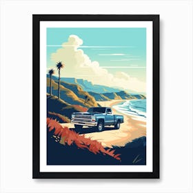 A Chevrolet Silverado In The Pacific Coast Highway Car Illustration 1 Art Print