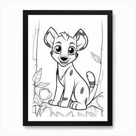 Line Art Jungle Animal Tasmanian Tiger 1 Art Print