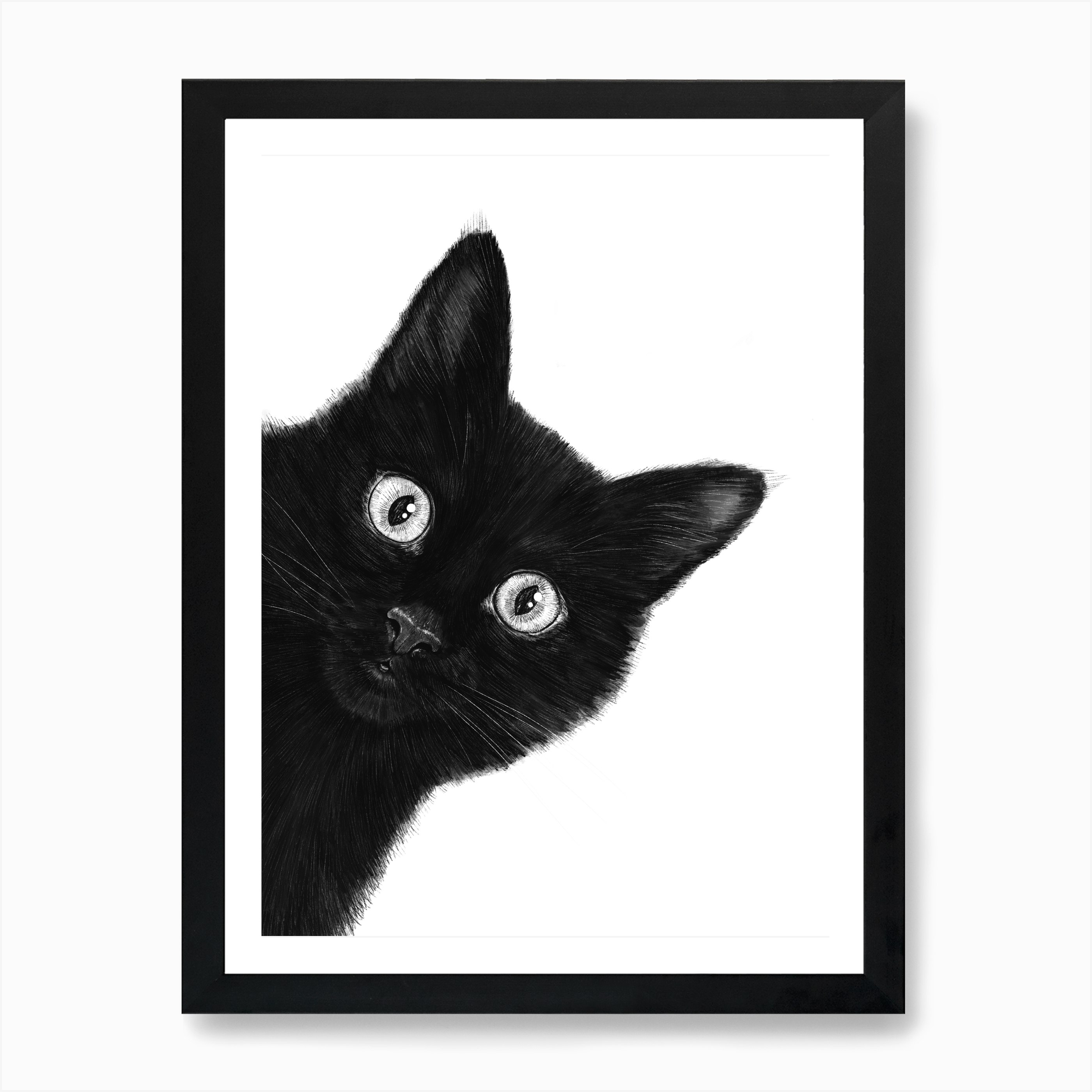  Black  Cat  Art Print by Valeriya Korenkova Fy
