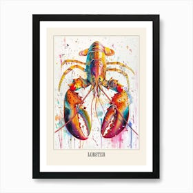 Lobster Colourful Watercolour 2 Poster Art Print