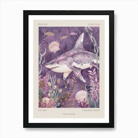 Purple Goblin Shark Illustration 1 Poster Art Print