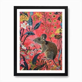 Floral Animal Painting Mouse 3 Art Print