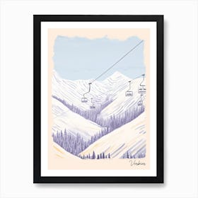 Poster Of Verbier   Switzerland, Ski Resort Pastel Colours Illustration 3 Art Print