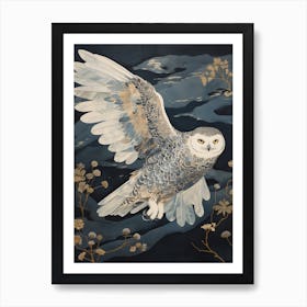 Snowy Owl 4 Gold Detail Painting Art Print