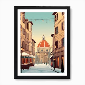 Vintage Winter Travel Illustration Florence Italy 1 Art Print
