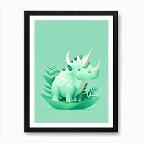 Lambeosaurus Cute Mint Dinosaur Art Print