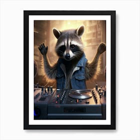 Raccoon Dj 1 Art Print