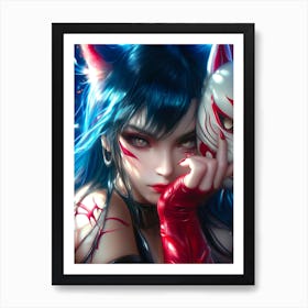 Anime Girl With Cat Mask 1 Art Print