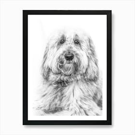 Black And White Portrait Of A Dog Art Print