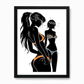 Two Women In Bikinis Art Print