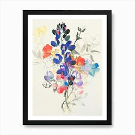 Bluebonnet 6 Collage Flower Bouquet Art Print