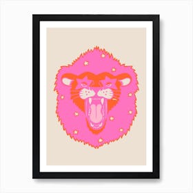 Starry Neon Lion Art Print