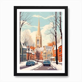 Vintage Winter Travel Illustration Southampton United Kingdom 3 Art Print