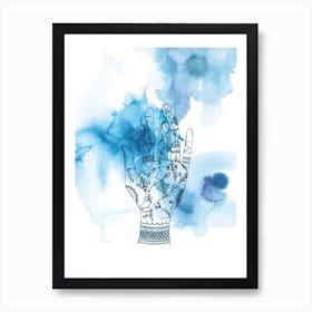 Blue Wash Hand Art Print