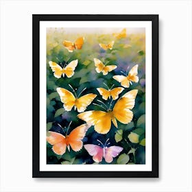 Butterflies In The Garden 1 Art Print