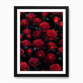 Red Roses Seamless Pattern 1 Art Print