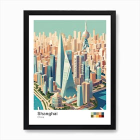 Shanghai, China, Geometric Illustration 2 Poster Art Print