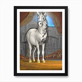 White and gray horse Art Print