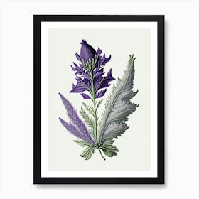 Lavender Leaf Vintage Botanical 1 Art Print