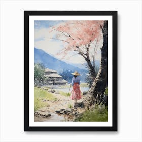 Kairakuen Japan Watercolour Painting 2 Art Print