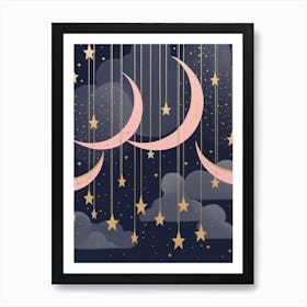 Moon And Stars Boho Celestial 8 Art Print