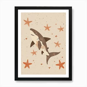 Shark & Starfish Modern Storybook Style 1 Art Print