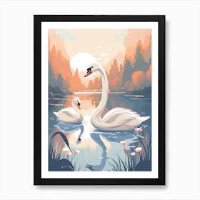 Cute Cygnets Scandinavian Style Illustration 1 Poster