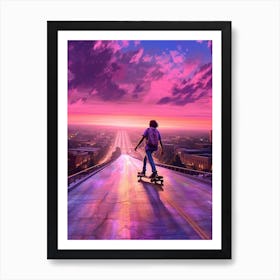 Skateboarding In Austin, United States Futuristic 2 Art Print
