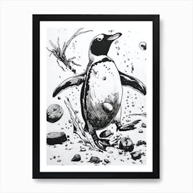 King Penguin Playing 3 Art Print