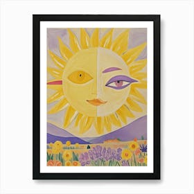 Yellow & Lilac Sun Poster