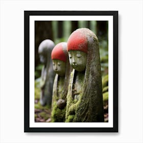 Jizo Statues Japanese Style Illustration 3 Art Print