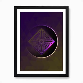 Geometric Neon Glyph Abstract on Jewel Tone Triangle Pattern 144 Art Print