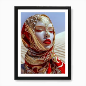 Muslim Woman In Red Scarf Art Print