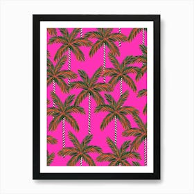 Palm Trees On Pink Background 1 Art Print