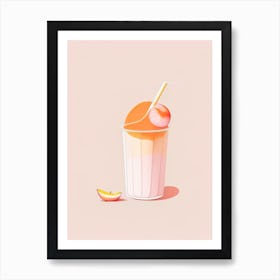 Peach Milkshake Dairy Food Minimal Line Drawing 2 Art Print