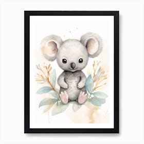 Watercolour Jungle Animal Baby Koala 4 Art Print