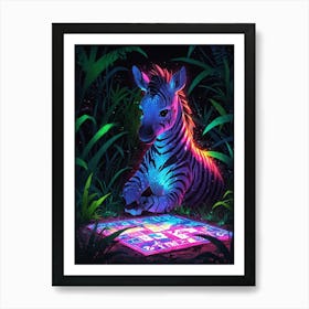 Neon Zebra 1 Art Print