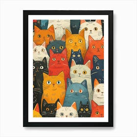 Perfectly Repeatable Artwork With Cute Cat Faces 64 Art Print