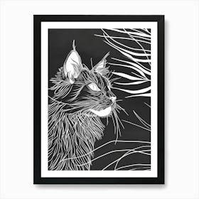 Maine Coon Cat Minimalist Illustration 3 Art Print