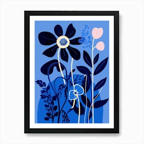 Blue Flower Illustration Monkey Orchid 1 Art Print