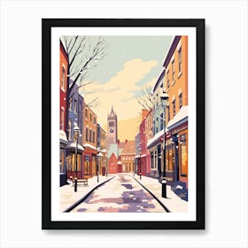 Vintage Winter Travel Illustration Durham United Kingdom 2 Art Print