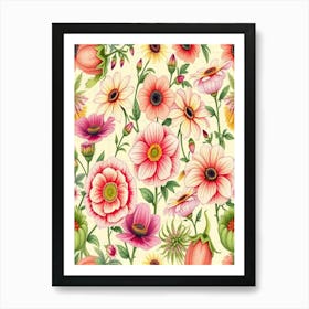 Floral Seamless Pattern 1 Art Print