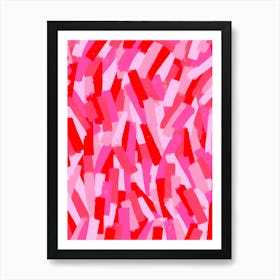 Pink And Red Abstract Brush Stroke Stripes Art Print