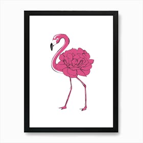 Peony Flamingo Art Print