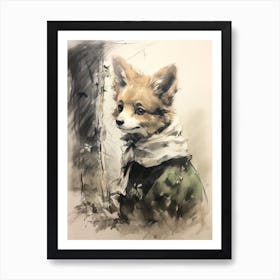 Storybook Animal Watercolour Fox 2 Art Print
