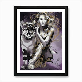 Tiger And Woman Art Print